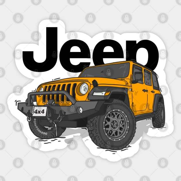 Orange Jeep Wrangler Rubicon Sticker by 4x4 Sketch